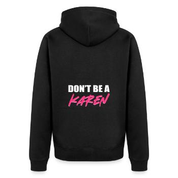 Karen - Unisex Premium Organic Zip Hoodie - black - Back - Nico (187cm)