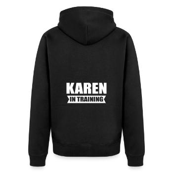 Karen - Unisex Premium Organic Zip Hoodie - black - Back - Nico (187cm)