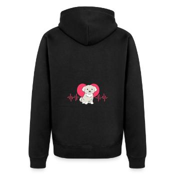 Malteser - Unisex Premium Bio Zip Hoodie - Schwarz - Hinten - Nico (187cm)