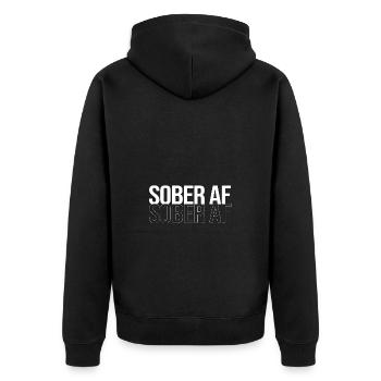 Drogenfrei Sucht Süchtig - Unisex Premium Bio Zip Hoodie - Schwarz - Hinten - Nico (187cm)