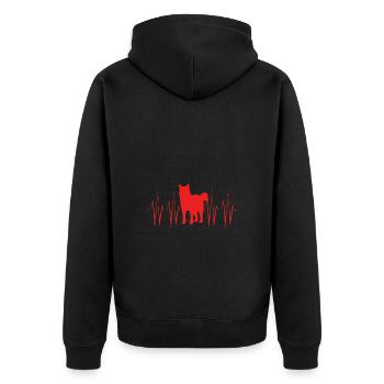 Sibirischer Husky - Unisex Premium Bio Zip Hoodie - Schwarz - Hinten - Nico (187cm)
