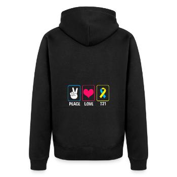 Down Syndrom - Unisex Premium Bio Zip Hoodie - Schwarz - Hinten - Nico (187cm)
