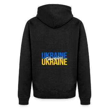 Ukraine - Unisex Premium Organic Zip Hoodie - black - Back - Nico (187cm)