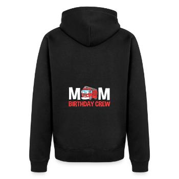 Feuerwehrauto Kindergeburtstag - Unisex Premium Bio Zip Hoodie - Schwarz - Hinten - Nico (187cm)