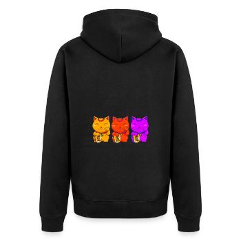 Maneki Neko Japan Glücksbringer - Unisex Premium Bio Zip Hoodie - Schwarz - Hinten - Nico (187cm)