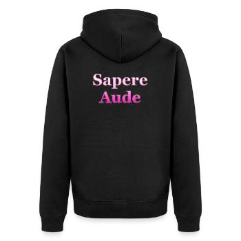 Sapere Aude - Unisex Premium Bio Zip Hoodie - Schwarz - Hinten - Nico (187cm)