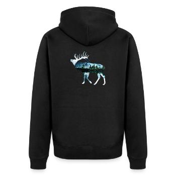Moose - Unisex Premium Organic Zip Hoodie - black - Back - Nico (187cm)