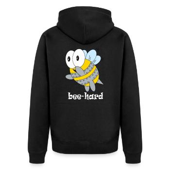 bee hard - Unisex Premium Bio Zip Hoodie - Schwarz - Hinten - Nico (187cm)
