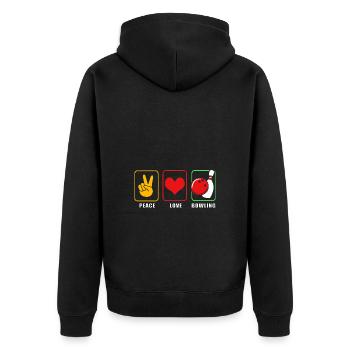 Bowling - Unisex Premium Bio Zip Hoodie - Schwarz - Hinten - Nico (187cm)
