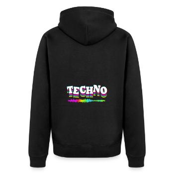 Rave Raver Techno music Techno bass Mischpult - Unisex Premium Bio Zip Hoodie - Schwarz - Hinten - Nico (187cm)