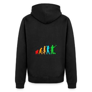 Maler Evolution - Unisex Premium Bio Zip Hoodie - Schwarz - Hinten - Nico (187cm)