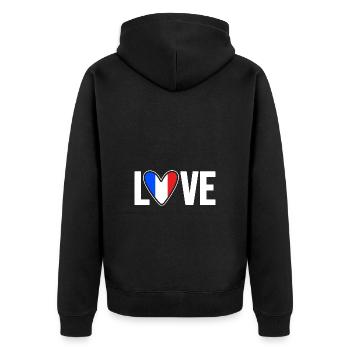 Frankreich - Unisex Premium Bio Zip Hoodie - Schwarz - Hinten - Nico (187cm)