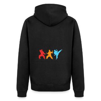 Jiu Jitsu Self Defense - Unisex Premium Organic Zip Hoodie - black - Back - Nico (187cm)
