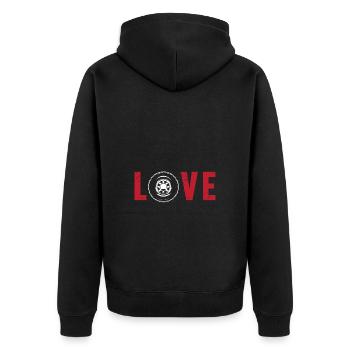 Schulbusfahrer Schulbus - Unisex Premium Bio Zip Hoodie - Schwarz - Hinten - Nico (187cm)