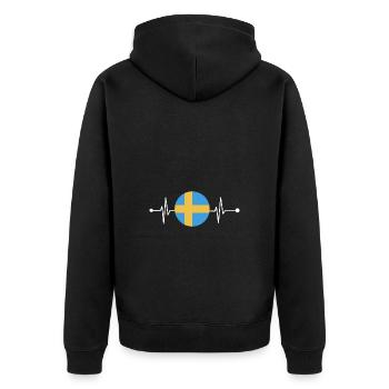 Suède Suédois Heartbeat - Veste à capuche bio Premium Unisexe - noir - Dos - Nico (187cm)