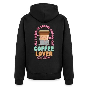 Amateur de café Cat Mama Café Chat kawaii - Veste à capuche bio Premium Unisexe - noir - Dos - Nico (187cm)