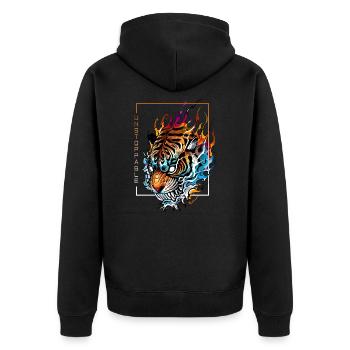 Unstoppable Flaming Tiger - Unisex Premium Organic Zip Hoodie - black - Back - Nico (187cm)