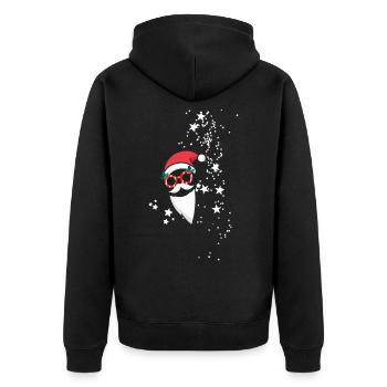 sterne,gold,weihnachten,stern,weihnachtsmann - Unisex Premium Bio Zip Hoodie - Schwarz - Hinten - Nico (187cm)