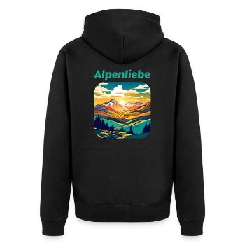 Alpenliebe I - Unisex Premium Bio Zip Hoodie - Schwarz - Hinten - Nico (187cm)