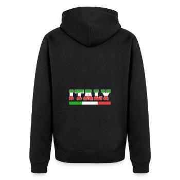 Italy - Unisex Premium Organic Zip Hoodie - black - Back - Nico (187cm)