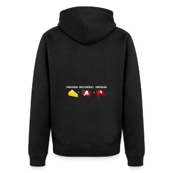 Schweiz Käse - Unisex Premium Bio Zip Hoodie - Schwarz - Hinten - Nico (187cm)