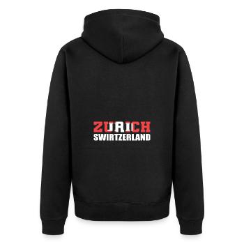 Schweiz Zürich - Unisex Premium Bio Zip Hoodie - Schwarz - Hinten - Nico (187cm)