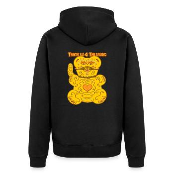 Thx U 4 la musique * ours-chat en jaune - Veste à capuche bio Premium Unisexe - noir - Dos - Nico (187cm)