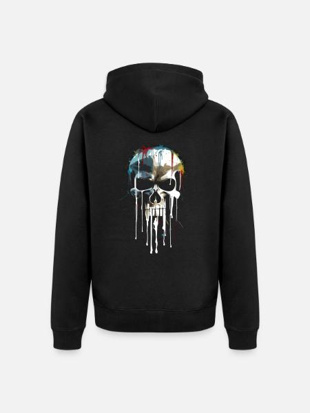 Skull Skull Death Dripping Painting - Unisex Premium Organic Zip Hoodie - black