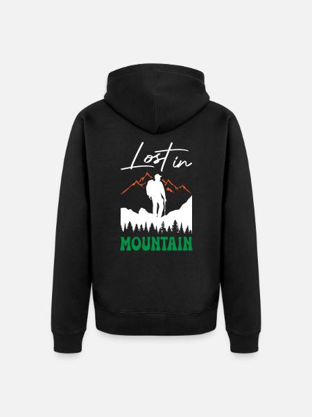 Lost in Mountain Hiking - Unisex Premium Organic Zip Hoodie - black