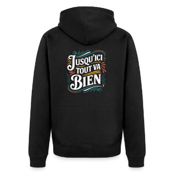Jusqu'ici tout va bien - Veste à capuche bio Premium Unisexe - noir - Dos - Nico (187cm)