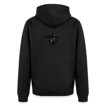 Cuxhavener Hafenkind - Unisex Premium Bio Zip Hoodie - Schwarz - Hinten - Nico (187cm)