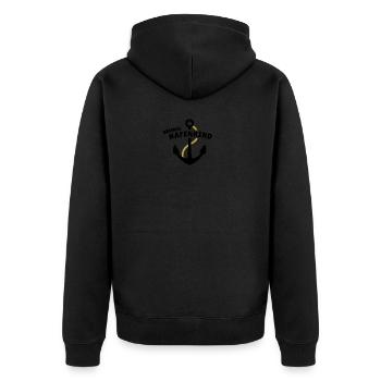 Bremer Hafenkind - Unisex Premium Bio Zip Hoodie - Schwarz - Hinten - Nico (187cm)