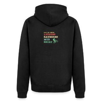Das ist mein letztes sauberes MTb Shirt - Unisex Premium Bio Zip Hoodie - Schwarz - Hinten - Nico (187cm)