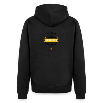 So toll sieht das allerbeste Herrchen der Welt aus - Unisex Premium Bio Zip Hoodie - Schwarz - Hinten - Nico (187cm)