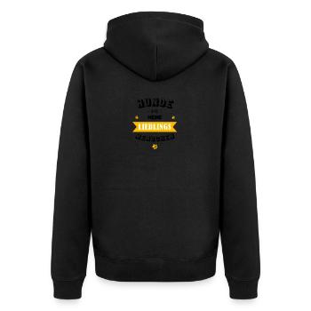 Hunde sind meine Lieblingsmenschen - Unisex Premium Bio Zip Hoodie - Schwarz - Hinten - Nico (187cm)