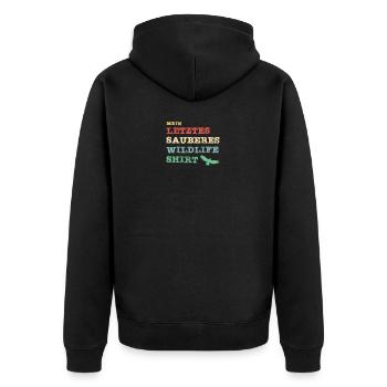 Mein letztes sauberes Wildlife Shirt - Unisex Premium Bio Zip Hoodie - Schwarz - Hinten - Nico (187cm)