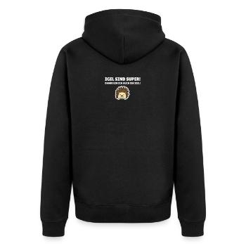Igel sind super! - Unisex Premium Bio Zip Hoodie - Schwarz - Hinten - Nico (187cm)