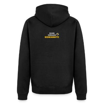 Ich bin glückliche Bienenmutti - Unisex Premium Bio Zip Hoodie - Schwarz - Hinten - Nico (187cm)