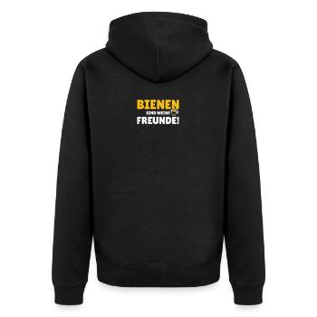 Bienen sind meine Freunde - Unisex Premium Bio Zip Hoodie - Schwarz - Hinten - Nico (187cm)
