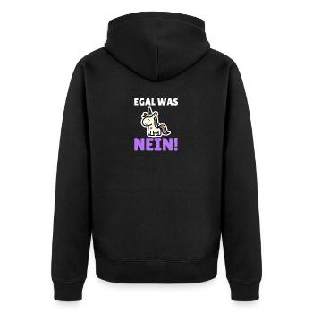 Egal was - NEIN! - Unisex Premium Bio Zip Hoodie - Schwarz - Hinten - Nico (187cm)