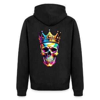 Crâne coloré avec couronne - Veste à capuche bio Premium Unisexe - noir - Dos - Nico (187cm)