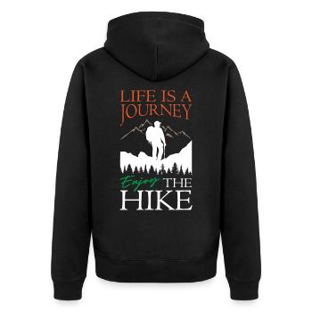 Life is Journey Enjoy The Hike - Unisex Premium Organic Zip Hoodie - black - Back - Nico (187cm)