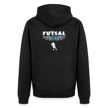 Futsal Futsaler Rentner Rente Ruhestand - Unisex Premium Bio Zip Hoodie - Schwarz - Hinten - Nico (187cm)