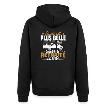 Retraité et camping-cariste - Veste à capuche bio Premium Unisexe - noir - Dos - Nico (187cm)