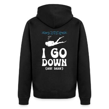 I go Down Funny Diving - Unisex Premium Organic Zip Hoodie - black - Back - Nico (187cm)
