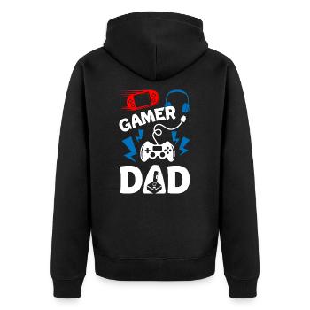 Gamer Dad - Unisex Premium Bio Zip Hoodie - Schwarz - Hinten - Nico (187cm)