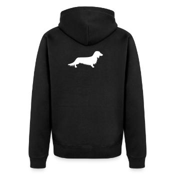 Langhaardackel - Unisex Premium Bio Zip Hoodie - Schwarz - Hinten - Nico (187cm)