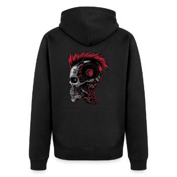 Horror Punk Zombie cyborg - Unisex Premium Organic Zip Hoodie - black - Back - Nico (187cm)