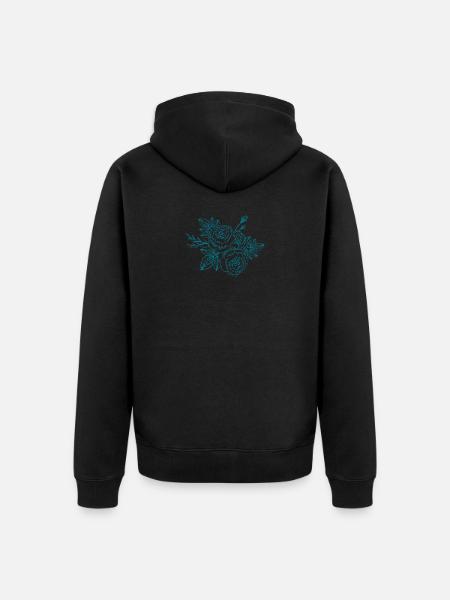 Roses Petrol - Unisex Premium Bio Zip Hoodie - Schwarz