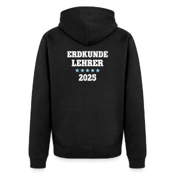 Erdkunde Lehrer 2025 Beruf Studium Lehramt Student - Unisex Premium Bio Zip Hoodie - Schwarz - Hinten - Nico (187cm)